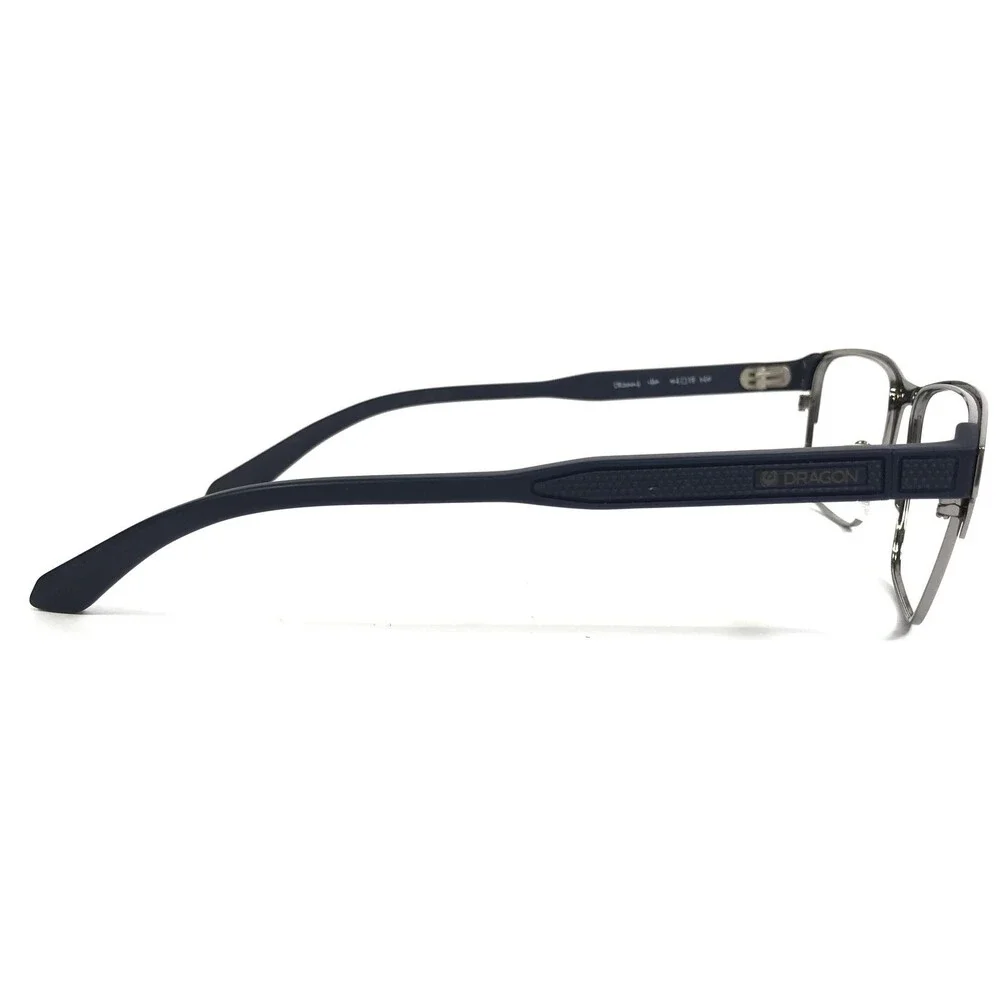 Dragon Eyeglasses Frames DR2004 410 Blue Silver Rectangle Full Rim 54-17-145
